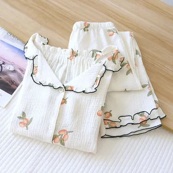 Kevadine Õhuke 2Pieces Pidžaamad Set V-Kaeluse Siserõivad Prindi Kodus Naiste Riided Pikk Varrukas Homewear Pijamas Naiste Ülikond