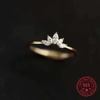 925 Sterling Hõbe Pavé Crystal Katmine 14k Gold Crown Princess Sõrme Sõrmus Naiste Mood Pulmapidu Ehted Tarvikud